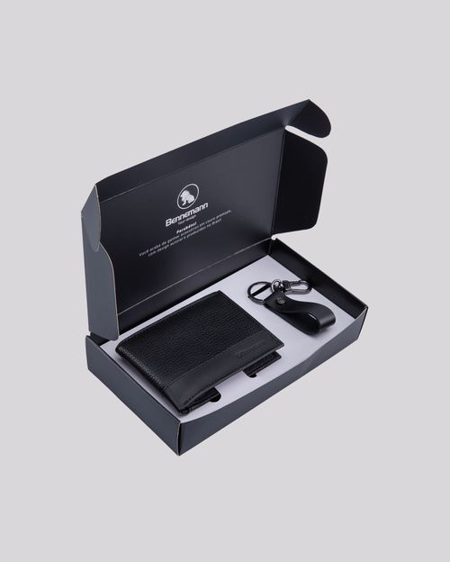 Kit Carteira 831AI e Chaveiro de Couro + Embalagem