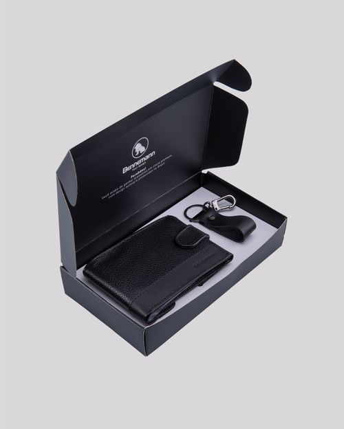 Kit Carteira 851AI e Chaveiro de Couro + Embalagem